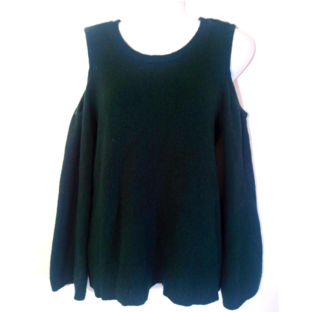 Loft Women Sz S Dark Green Cold Shoulder Sweater Hunter Green Boho Work Office